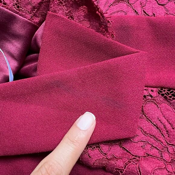 NWT Lulus Kiska Burgundy Lace Wide Leg Jumpsuit S - Picture 12 of 12